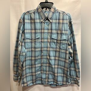 Roper Long Sleeve Western Button Down Shirt Blue Plaid Size M
